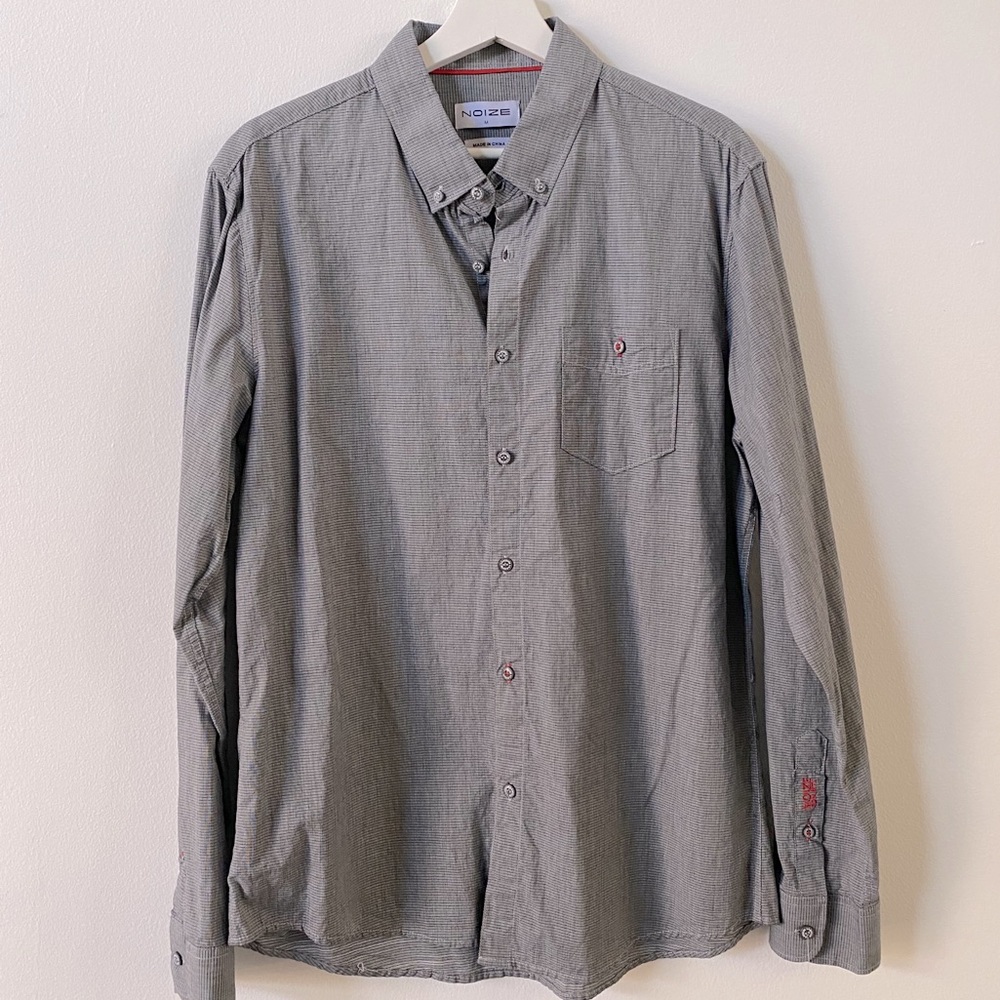 NOIZE - Charcoal Grey Button Down W/ Red Accents